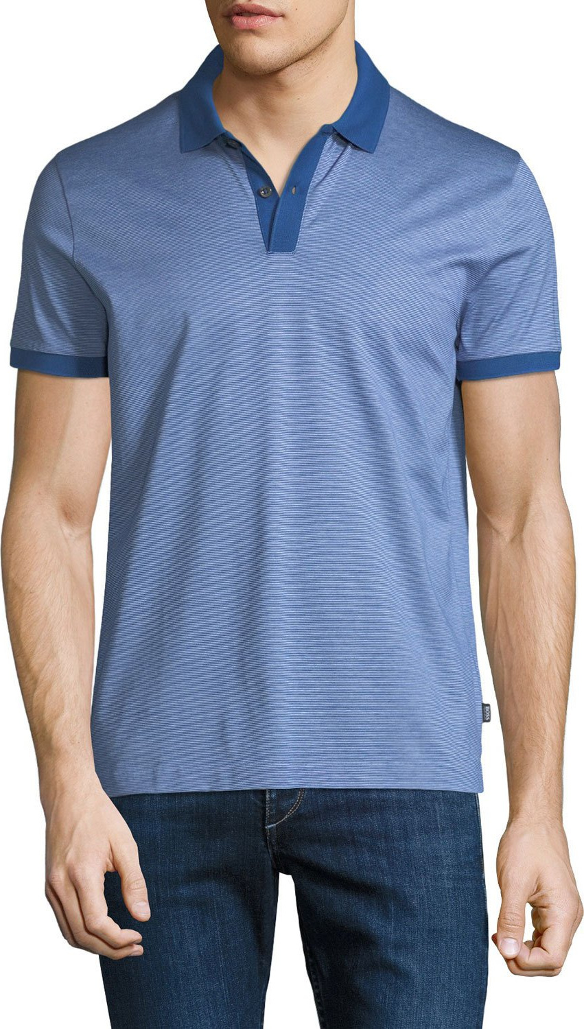 BOSS Hugo Boss Men's Finely Striped Polo Shirt, Indigo