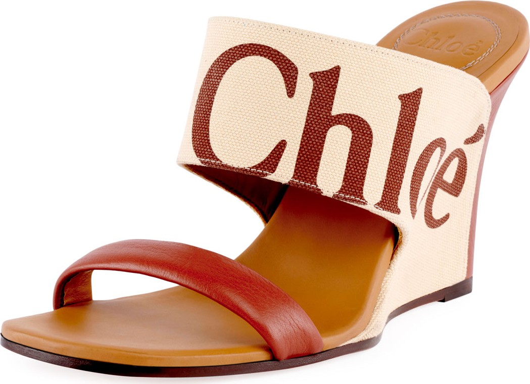 Chloe Verena Logo Wedge Slide Sandals