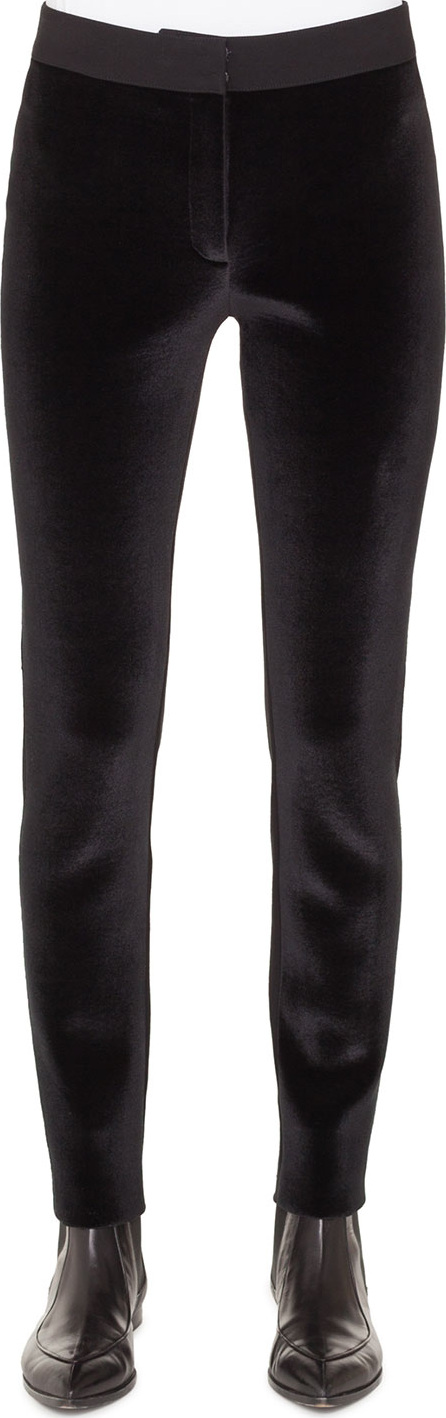 Akris Punto Mara Velvet Front Stretch-Knit Back Tapered-Leg Pants