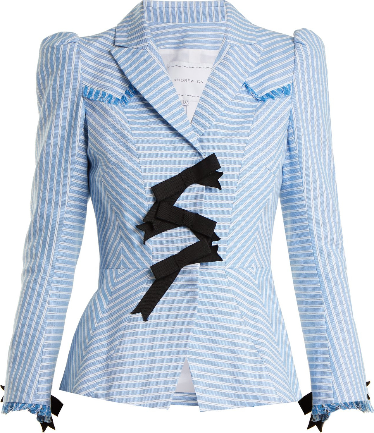 Andrew Gn Striped bow-embellished cotton jacket