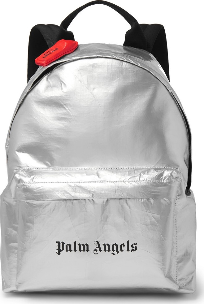 Palm Angels Logo-Print Coated-Canvas Backpack