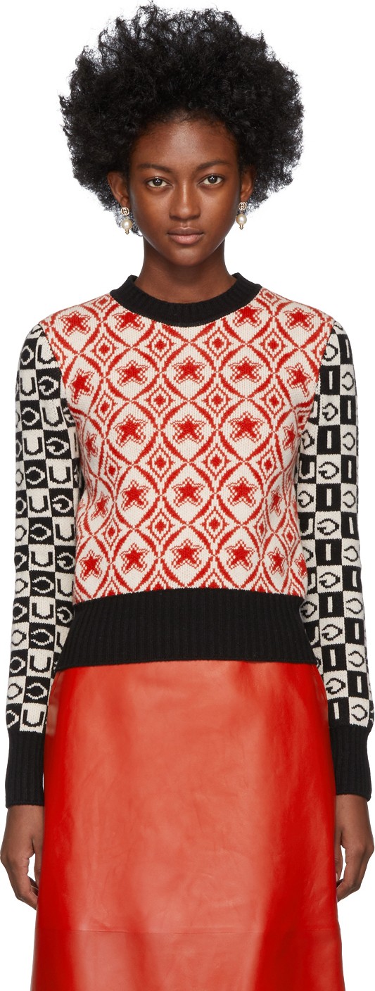 Gucci Red & Black Colorbocked G Sweater