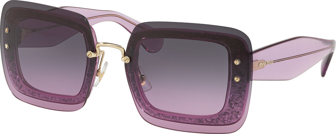 Miu Miu Rectangle Glitter-Illusion Frame Chunky-Arm Sunglasses