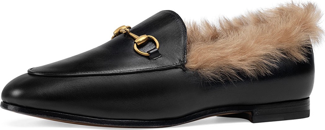Gucci 10mm Jordaan Leather And Fur Loafer
