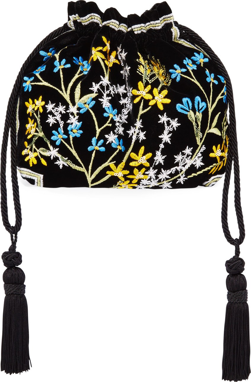 Etro Chatelaine Ricamo Embroidered Velvet Clutch Bag