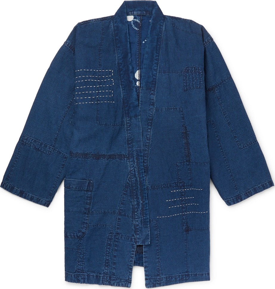 Blue Blue Japan Patchwork Embroidered Linen Jacket