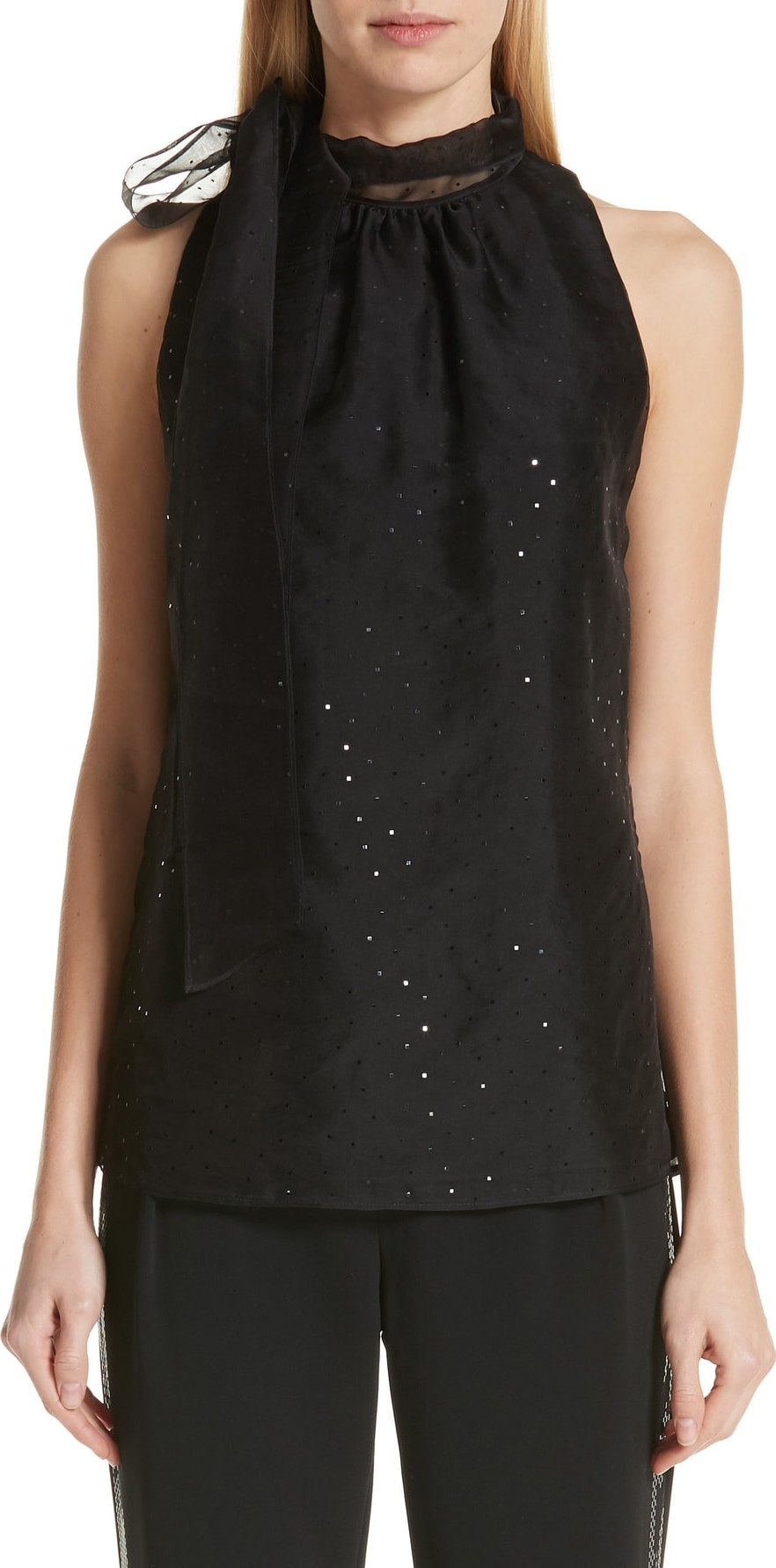St. John Sequin Silk Organza Tank
