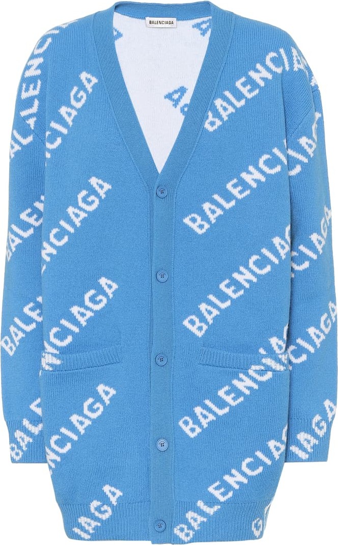 Balenciaga Logo intarsia wool cardigan
