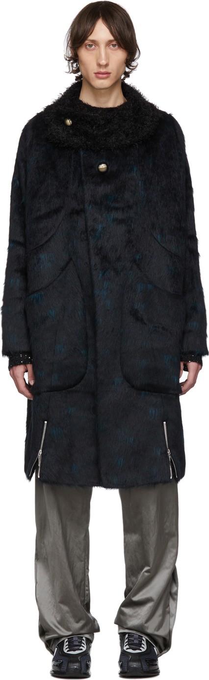 Kiko Kostadinov Black Maud Alpaca Suri Coat