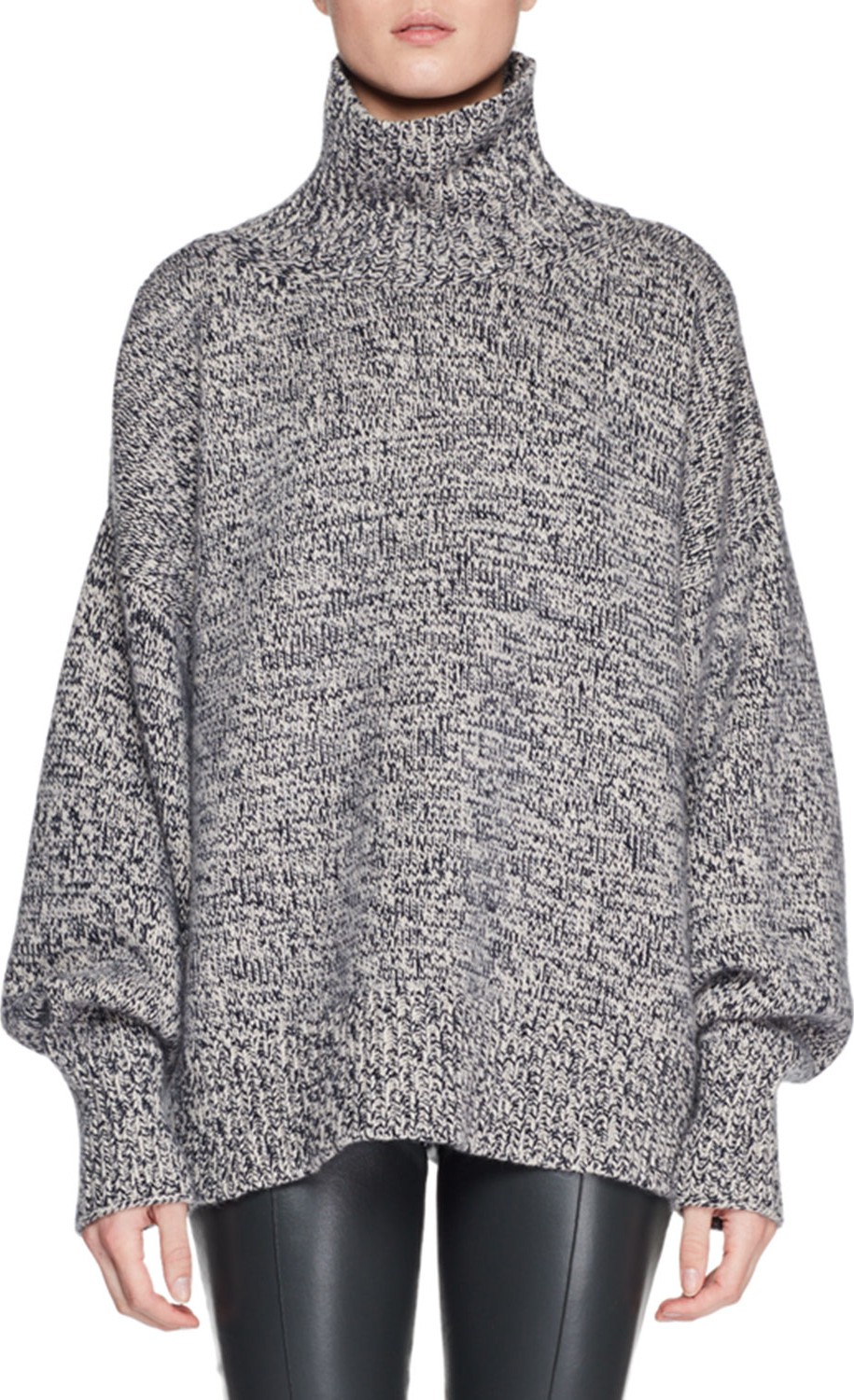 THE ROW Pheliana Turtleneck Melange Knit Cashmere Pullover Sweater