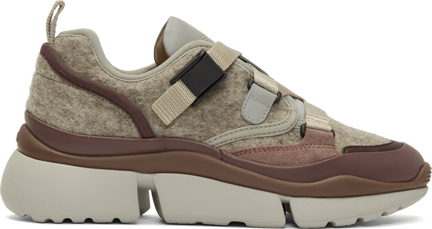 Chloe Grey & Brown Sonnie Sneakers