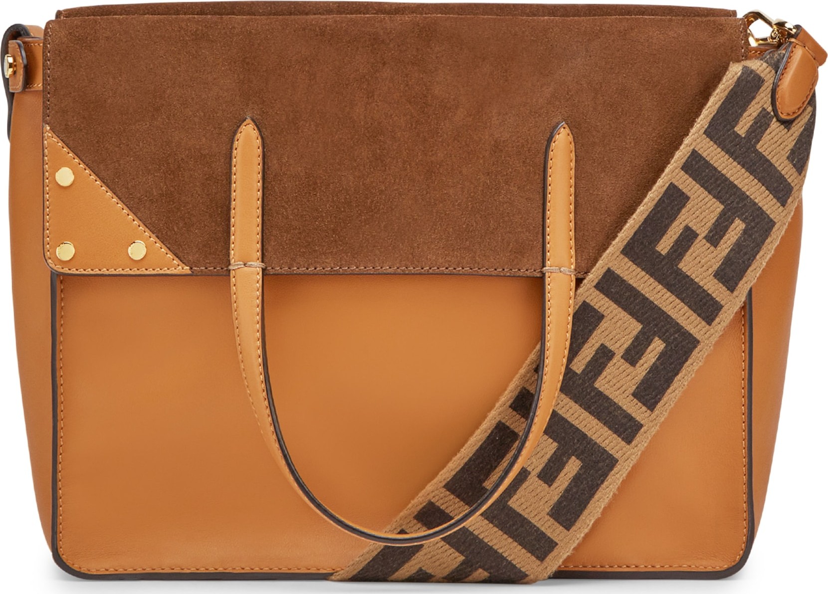 Fendi Flip Leather & Suede Tote