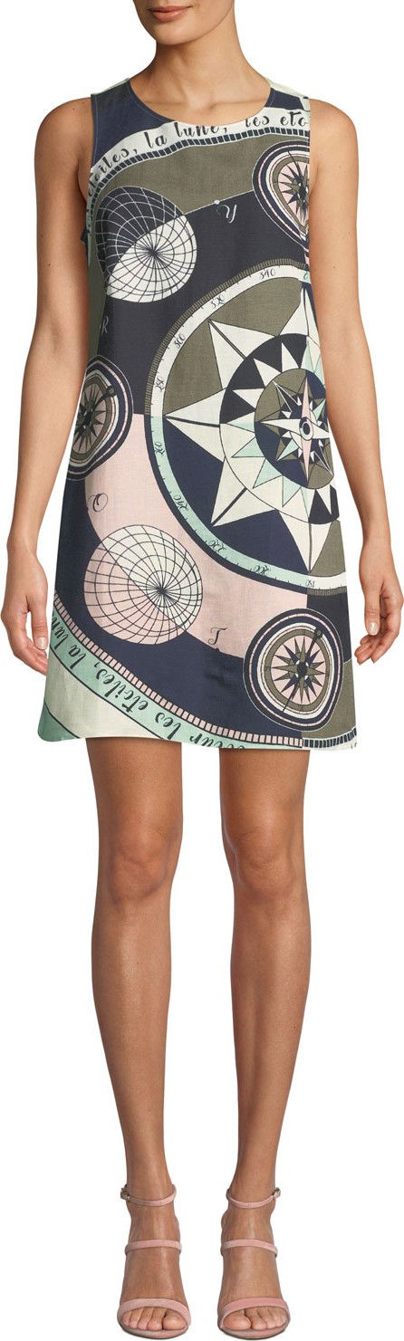 Tory Burch Constellation Sleeveless Linen-Blend Short Dress