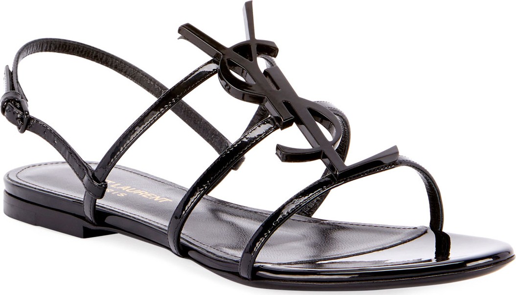 Saint Laurent Cassandra Logo Flat Sandals