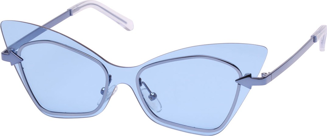 Karen Walker Mrs. Brill Cat-Eye Semi-Rimless Sunglasses, Blue Pattern