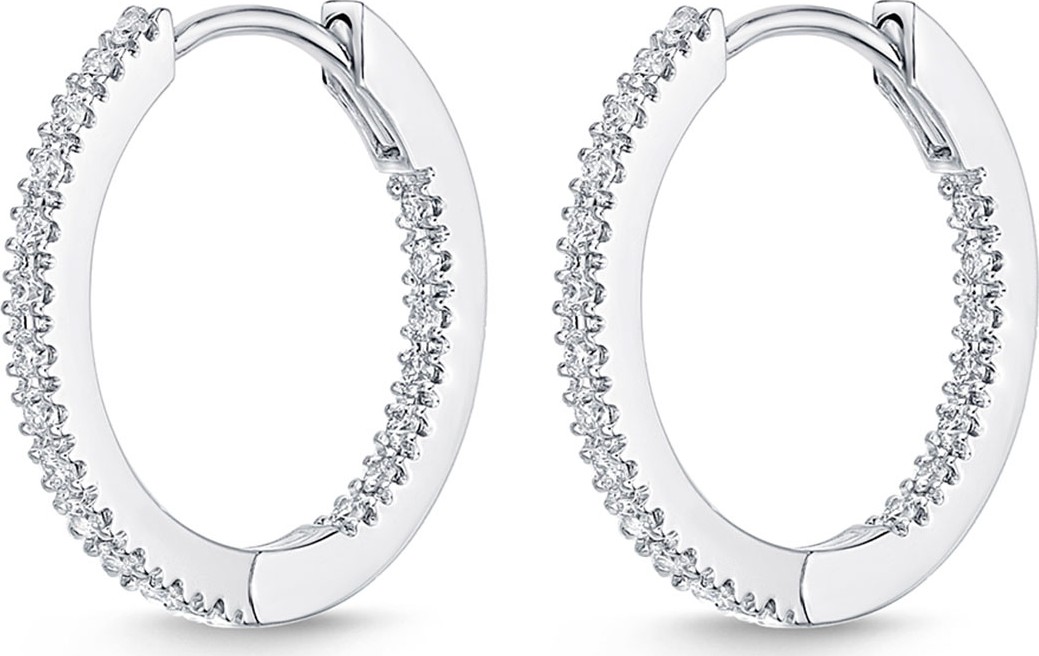 Memoire Eternity Hoop Earrings in 18K White Gold, 0.33 tdcw