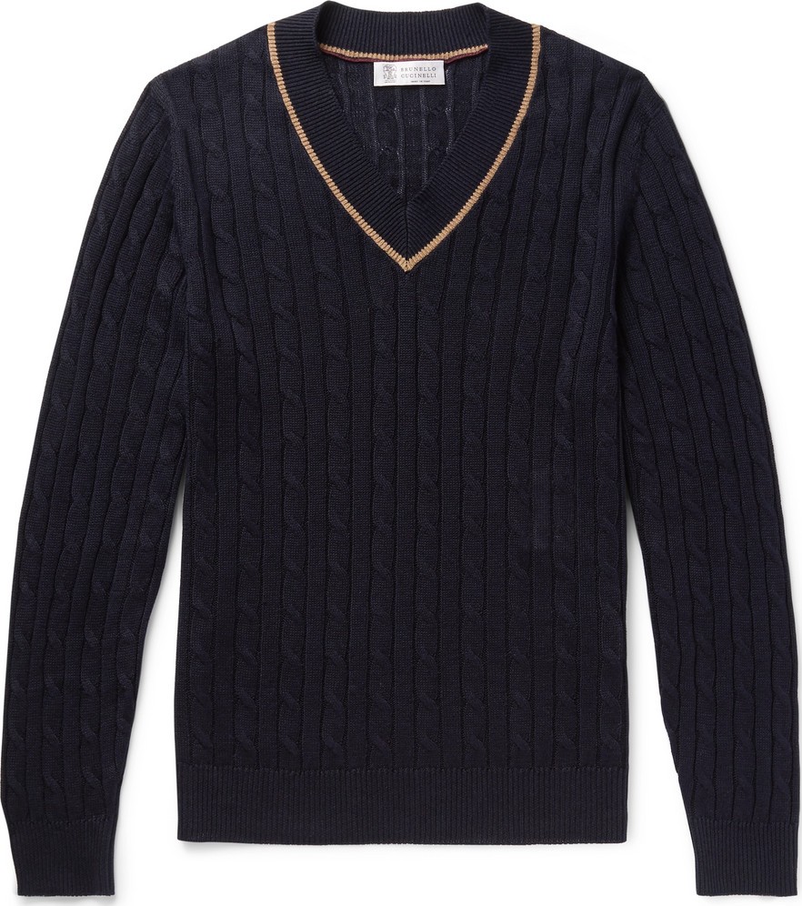 Brunello Cucinelli Cable-Knit Linen and Cotton-Blend Sweater
