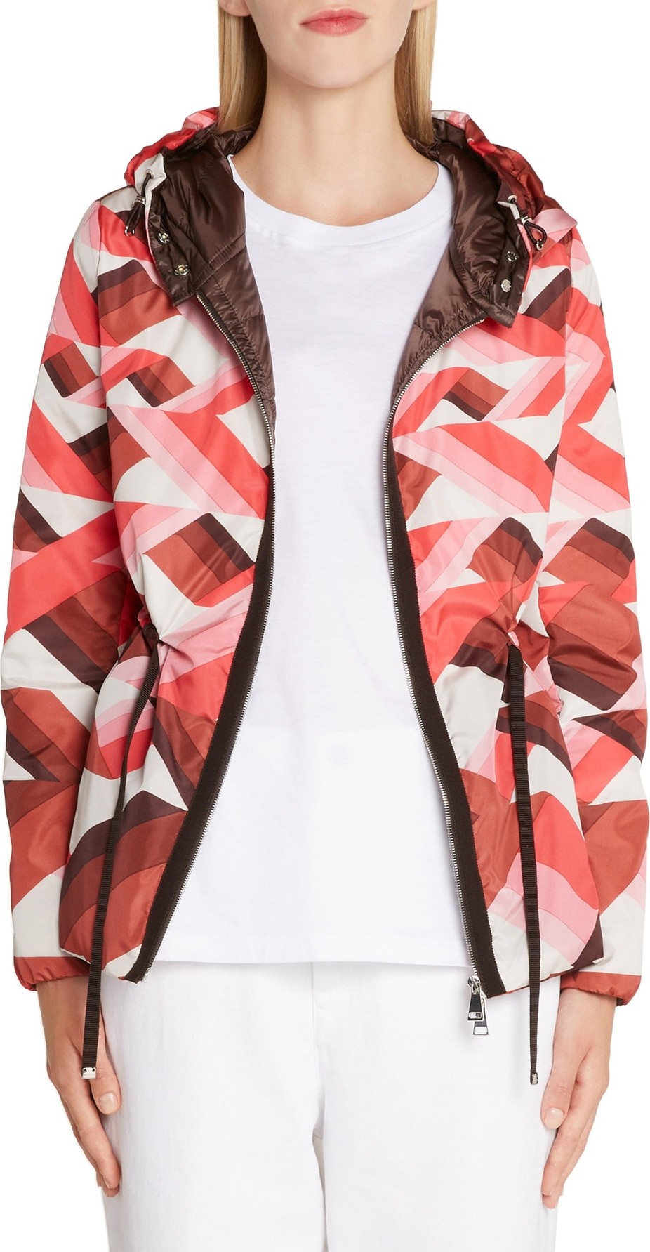 Moncler Raief Print Hooded Down Coat