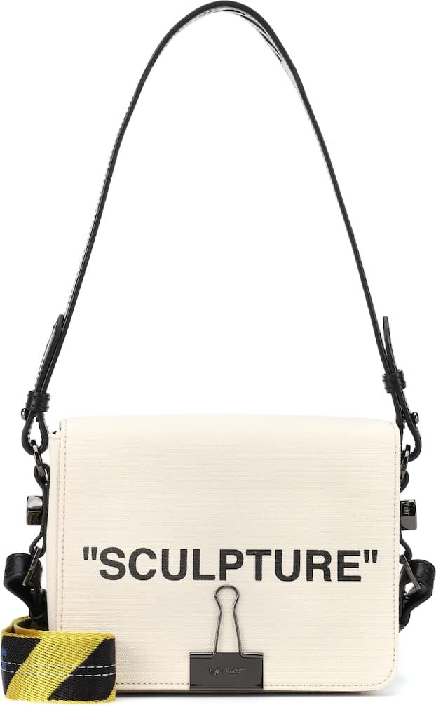 Off White Binder Clip canvas shoulder bag