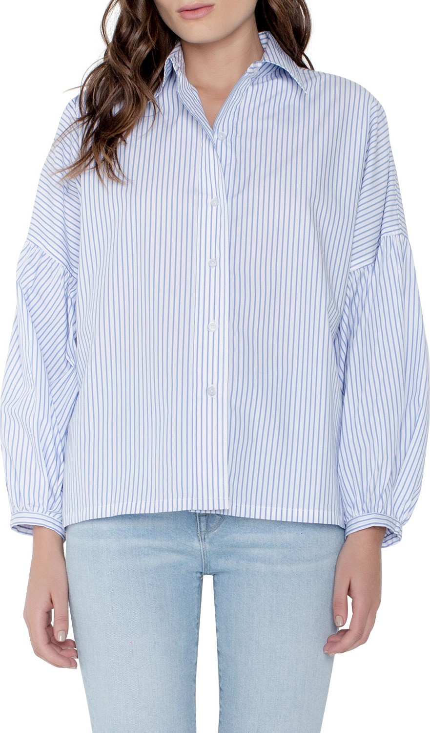 Parker Smith Braxton Striped Button-Down Long-Sleeve Blouse