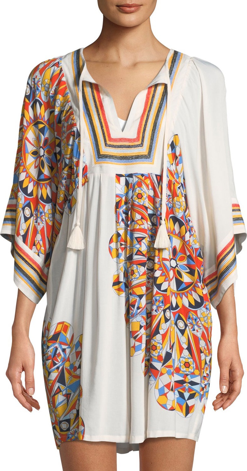 Tory Burch Psycho Geo Embroidered Coverup Tunic