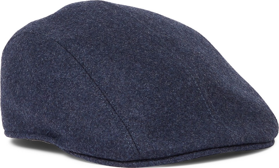 Brunello Cucinelli Leather-Trimmed Wool-Felt Flat Cap