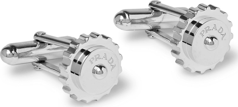 Prada Cog Sterling Silver Cufflinks