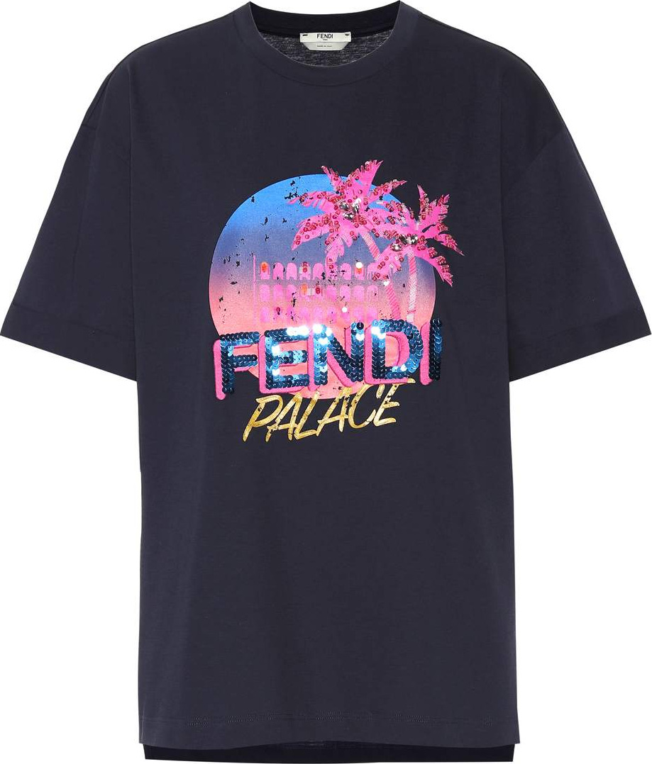 Fendi Cotton sequined logo T-shirt