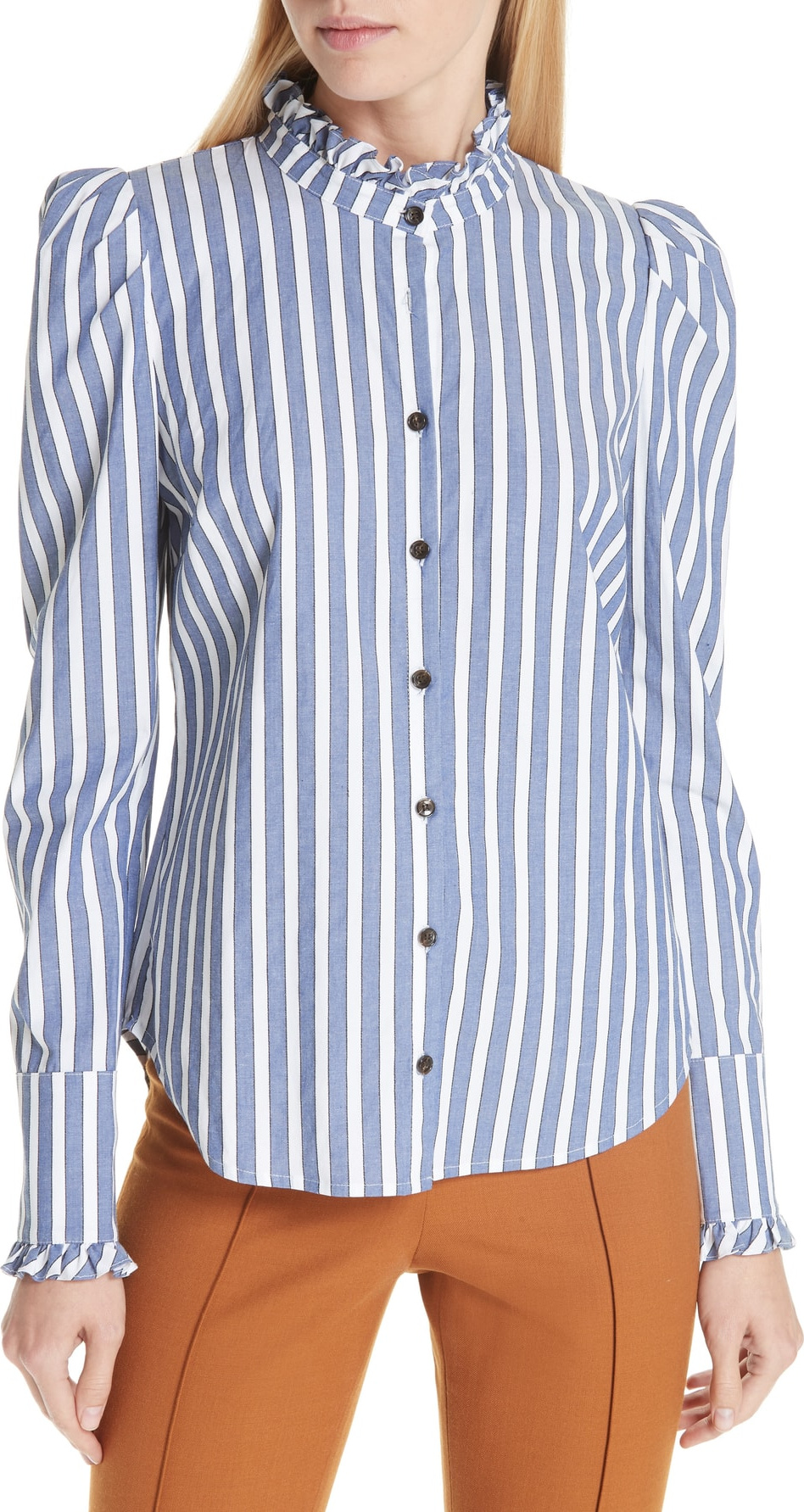 Veronica Beard Holli Puff Shoulder Blouse