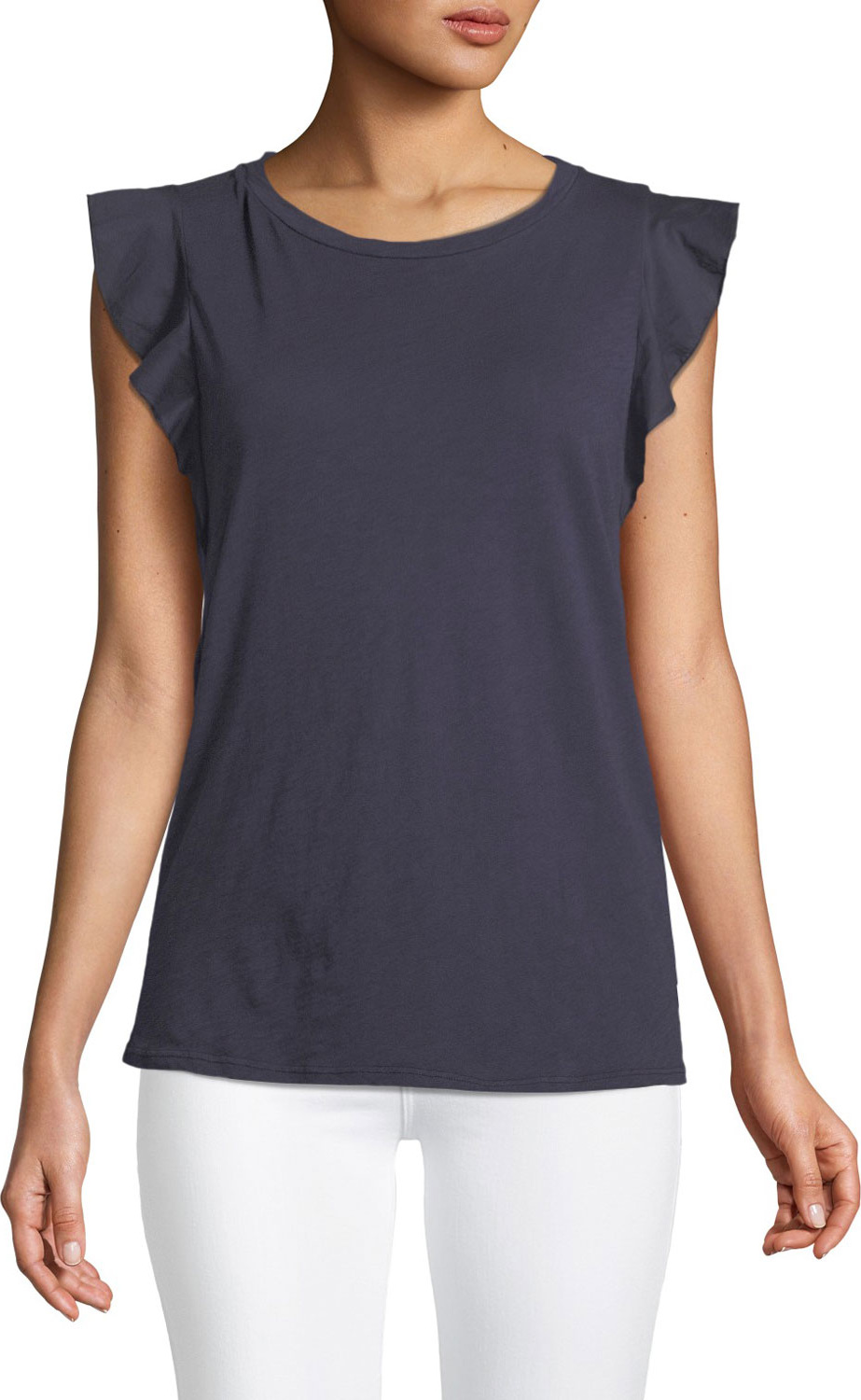 Velvet By Graham & Spencer Marvel Flutter-Sleeve Crewneck Top