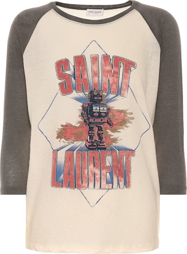 Saint Laurent Printed cotton and wool T-shirt
