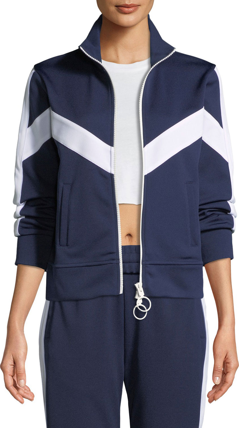 Off White Zip Front Chevron Track Jacket