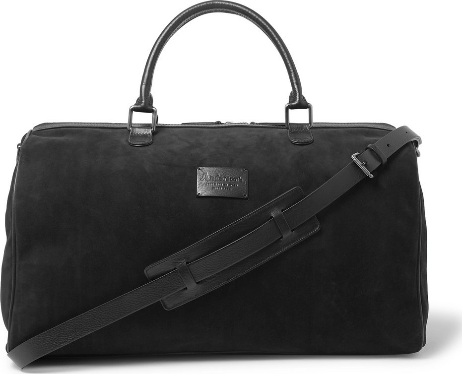 Anderson's Boston Leather-Trimmed Suede Holdall
