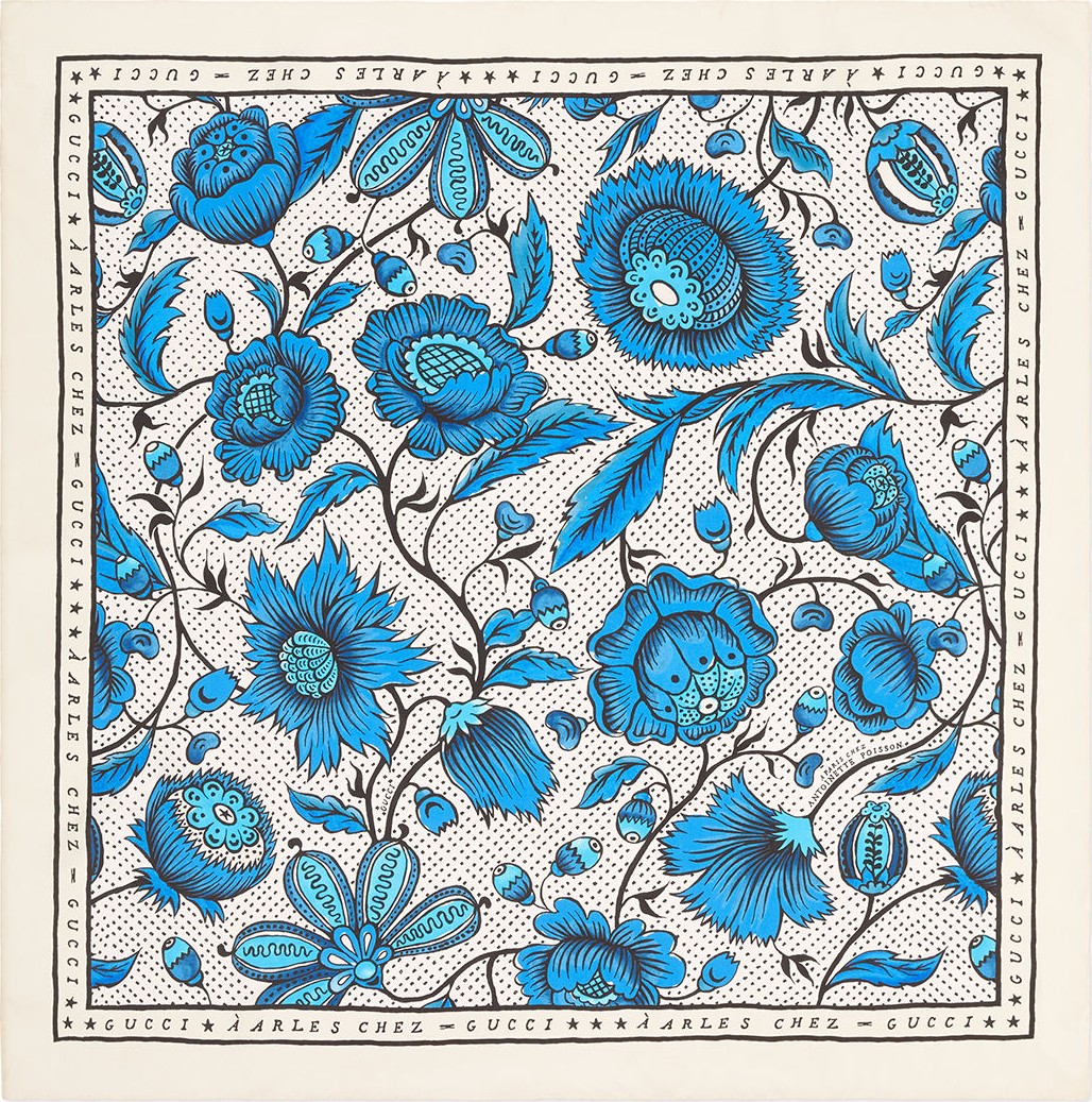 Gucci Silk Watercolor Floral Scarf