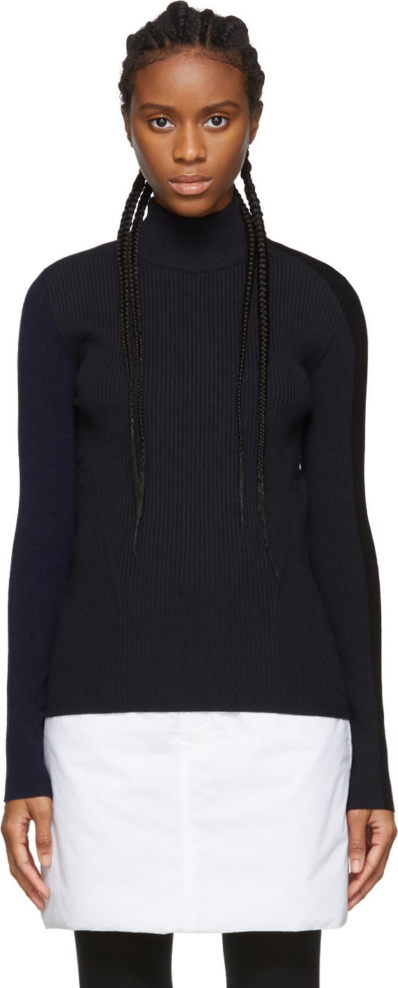 Sportmax Navy & Black Carisma Turtleneck