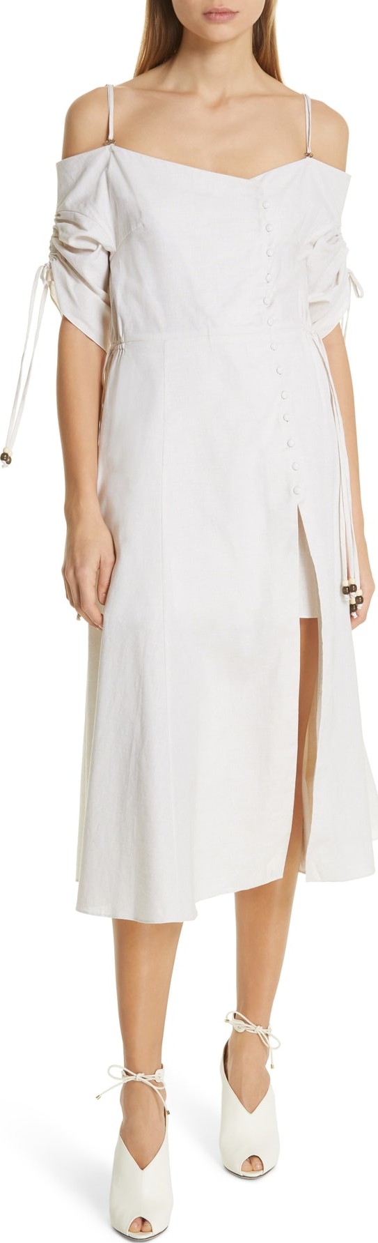 Jonathan Simkhai Off the Shoulder Cotton & Linen Dress