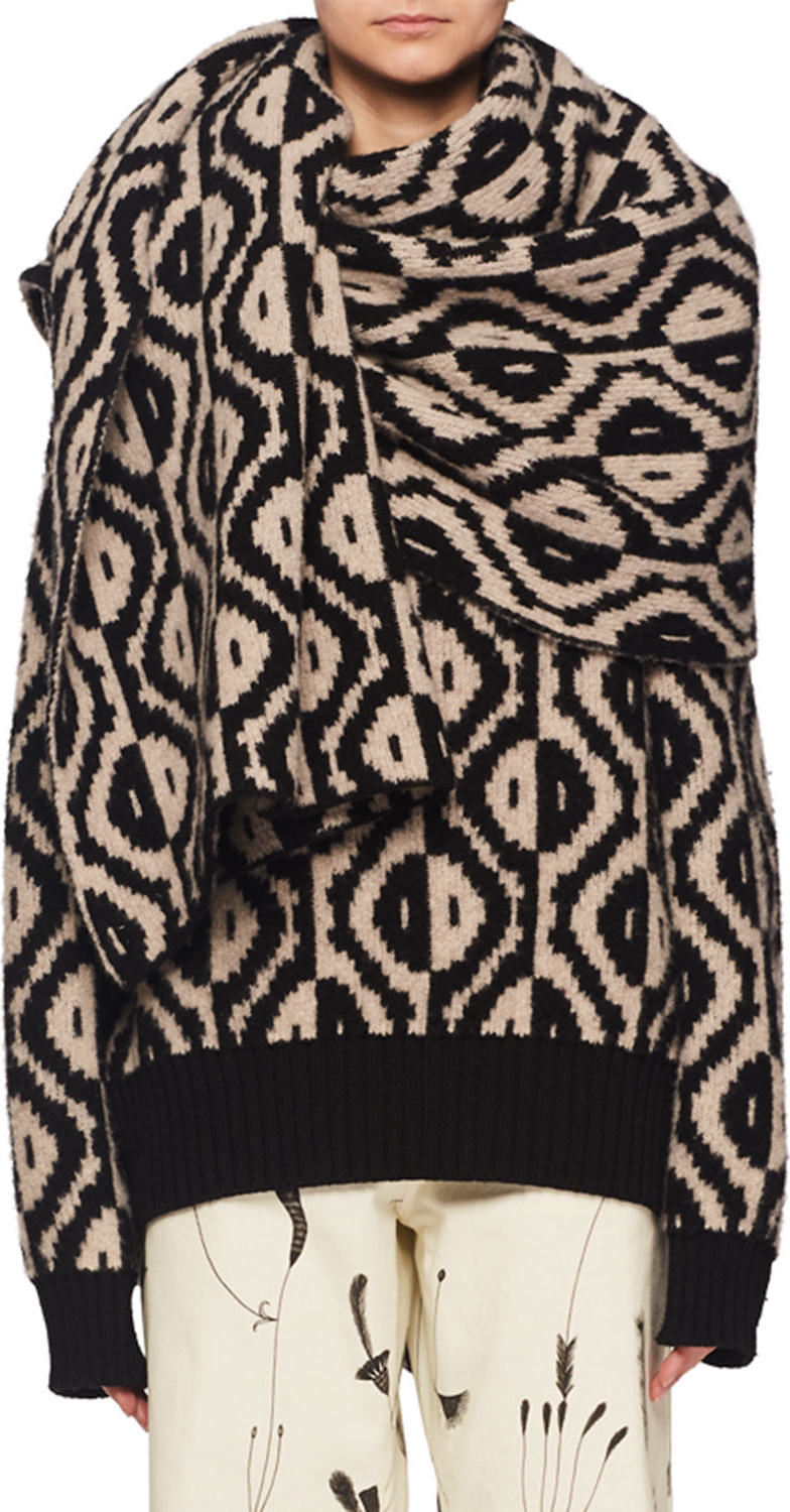 Dries Van Noten Geo-Intarsia Oversized Wool-Cashmere Scarf