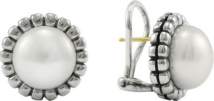 LAGOS Fluted Pearl Stud Earrings, 12mm