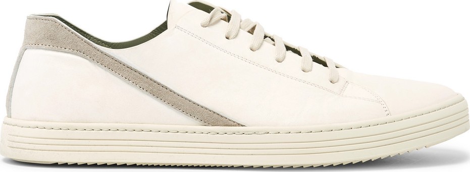 Rick Owens Geotrasher Suede-Trimmed Leather Sneakers