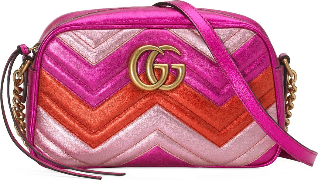 Gucci GG Marmont Small Quilted Metallic Leather Camera Bag