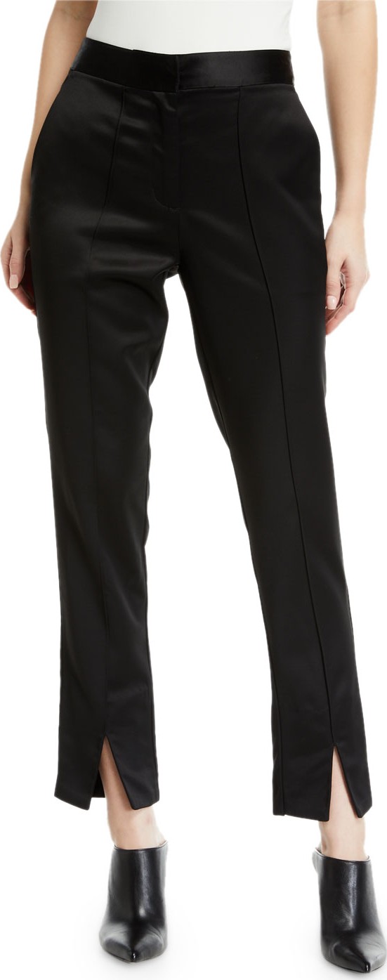 Josie by Natori Satin Slim Split-Cuff Ankle Pants