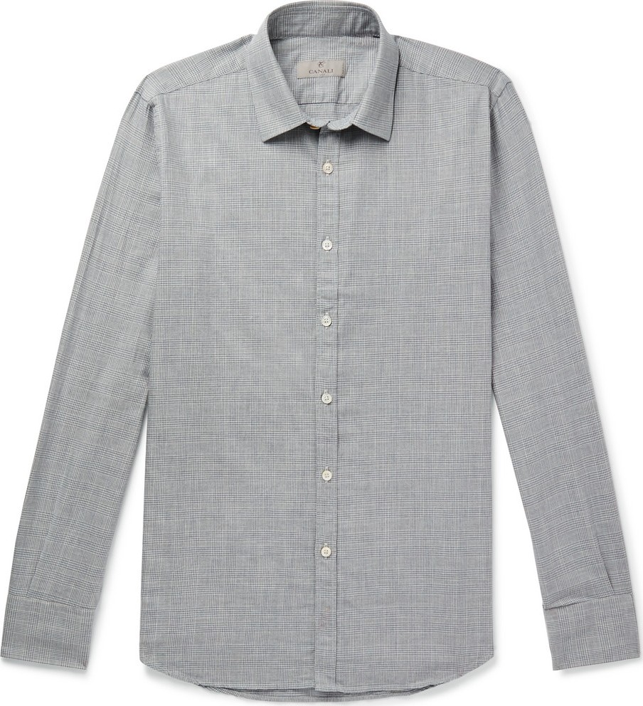 Canali Slim-Fit Houndstooth Cotton Shirt