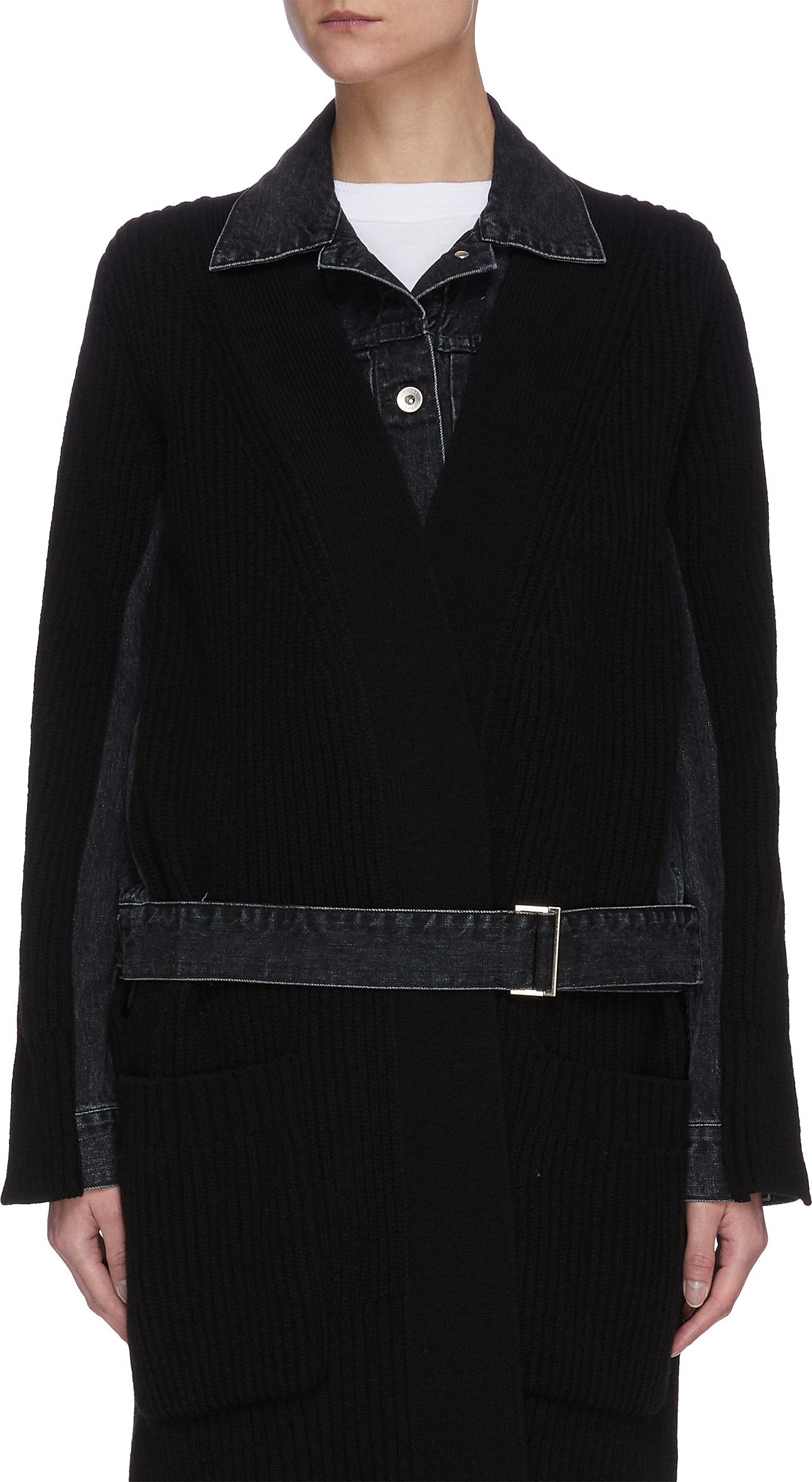 Sacai Denim mix knit cardigan