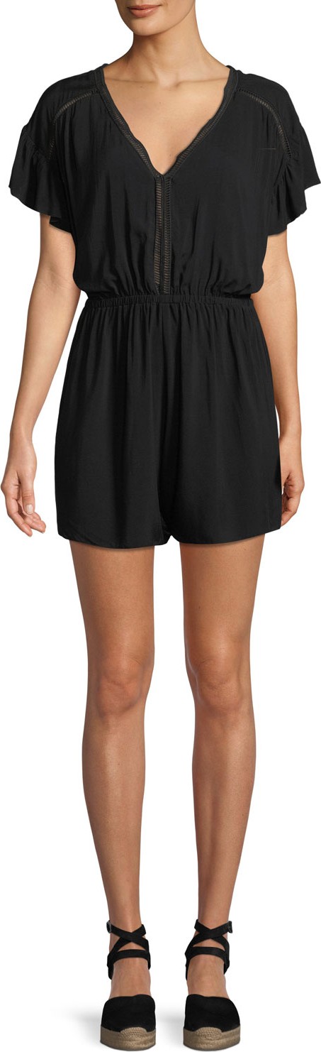 Seafolly Ladder-Trim Short-Sleeve Coverup Romper