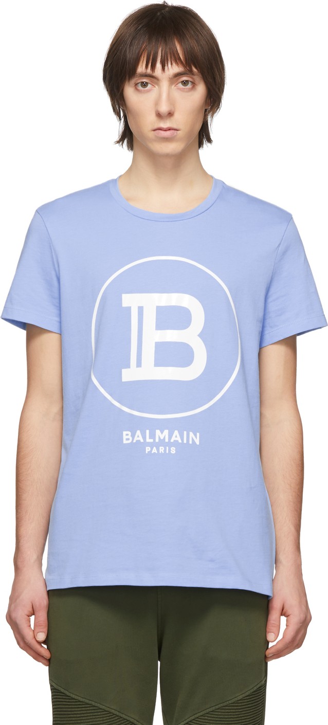Balmain Blue Logo T-Shirt