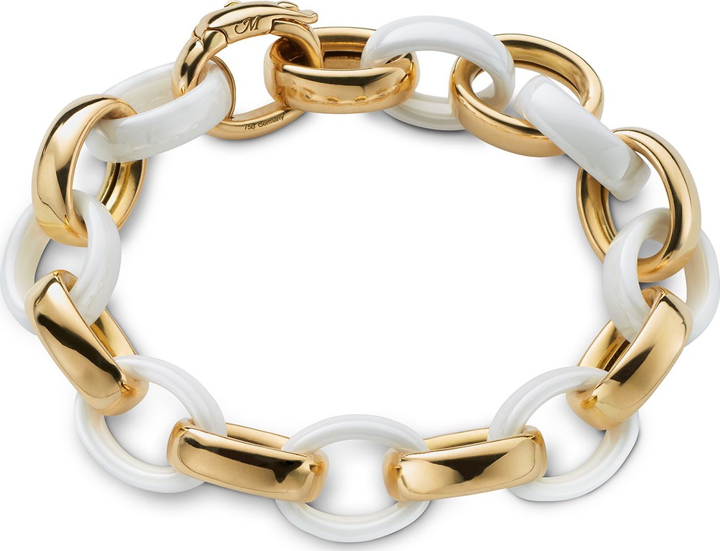 Monica Rich Kosann Yellow Gold & White Ceramic Link Bracelet