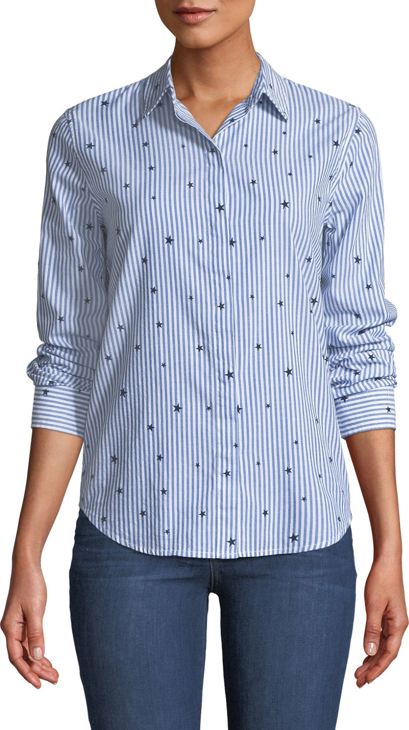 RAILS Taylor Striped Star-Print Button-Front Top