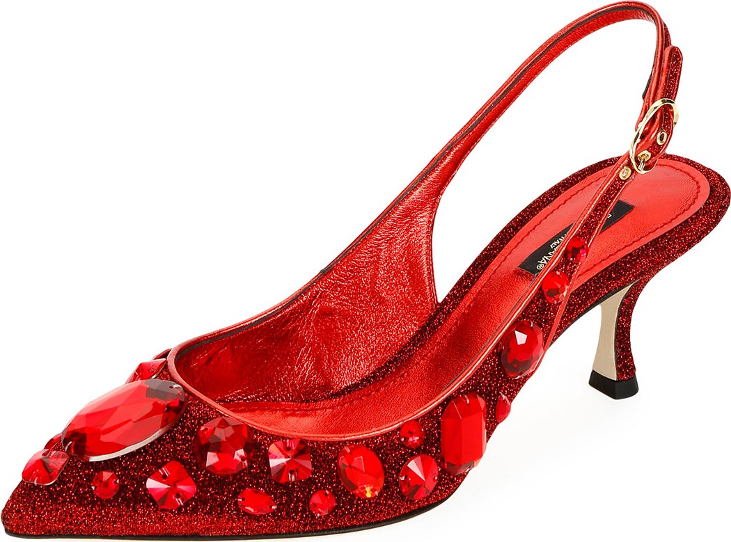 Dolce & Gabbana Mesh Embellished Slingback Pumps