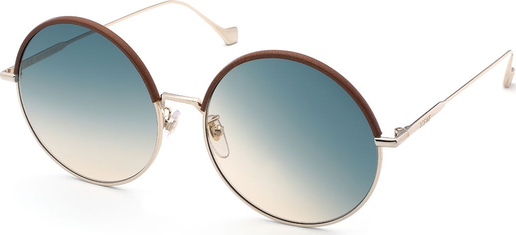 LOEWE Leather Rimmed Round Sunglasses