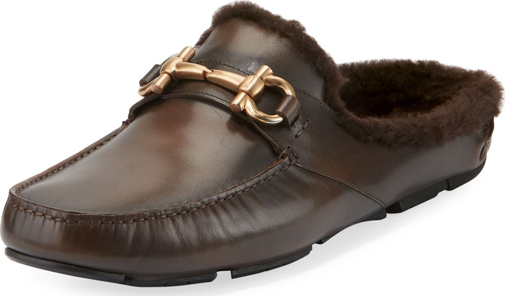Salvatore Ferragamo Men's Fur-Lined Driving Mule
